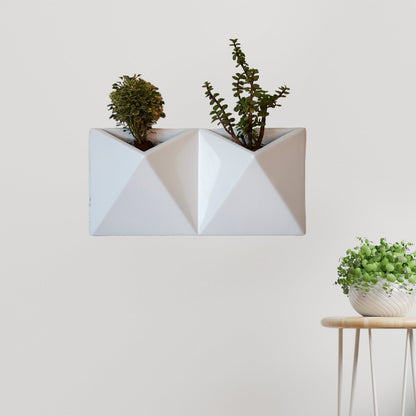 Kezevel Indoor Outdoor FRP Planters - White, Wall Flower Pot, Lightweight Durable Vertical Wall Planter for Garden Home Décor