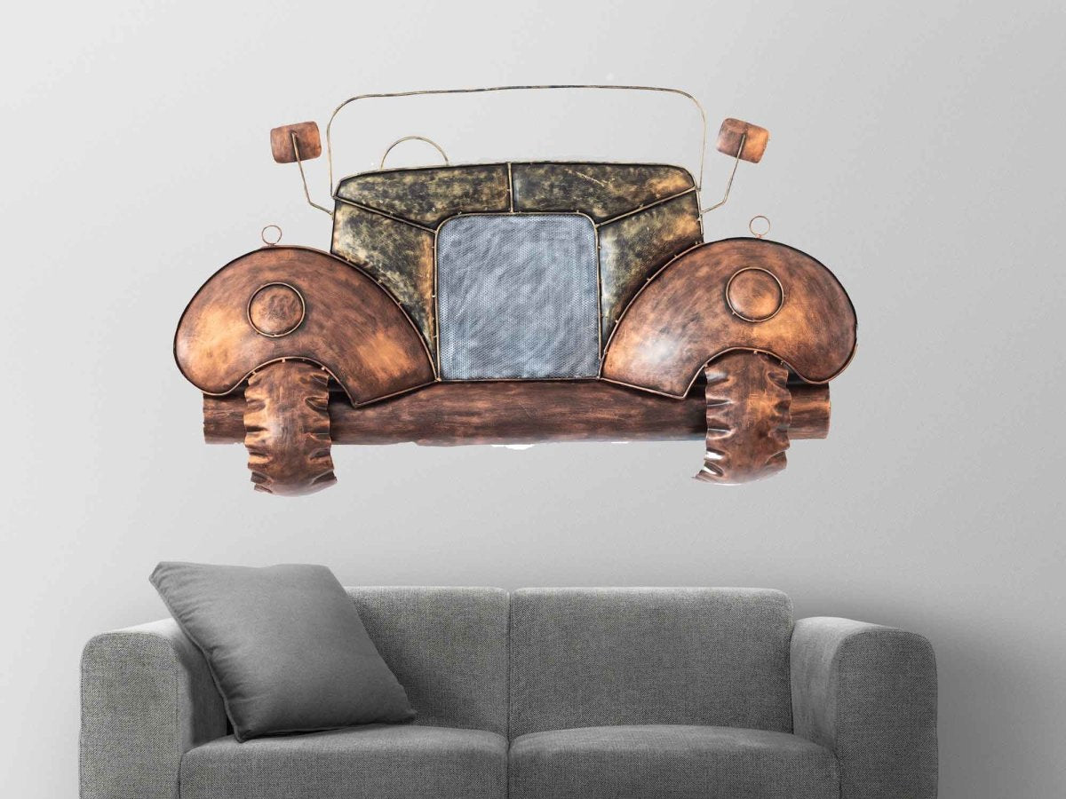 Kezevel Jeep Metal Wall Decor - Artistic Metallic Jeep Wall Art Decor in Antique Bronze and Green Finish for Home Decor