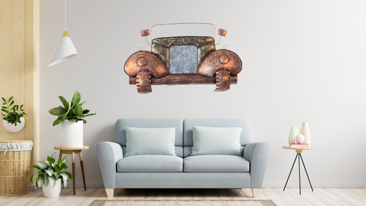 Kezevel Jeep Metal Wall Decor - Artistic Metallic Jeep Wall Art Decor in Antique Bronze and Green Finish for Home Decor