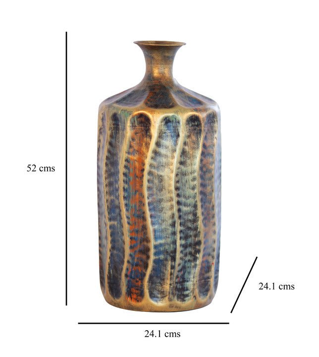 Kezevel Metal Antique Floor Vase - Multicolour Metal Long Flower Vases for Living Room Corner, Room, Foyer Decor, Home Decor
