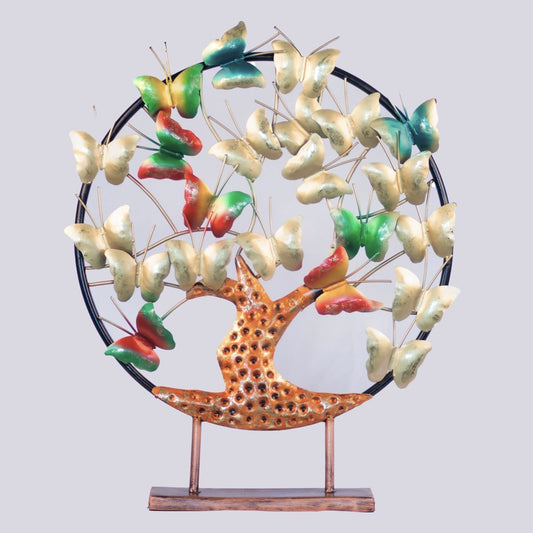 Kezevel Metal Butterfly Tree Table Decor - Handcrafted Multicolor Butterfly Tree Showpieces for Home Decor Living Room, Table Top Size 537X10.1X66.5CM - Kezevel