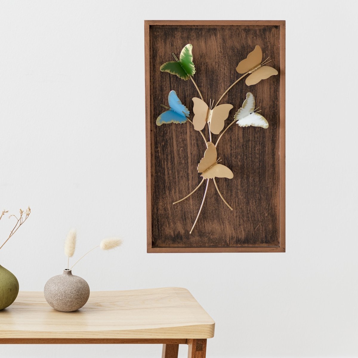 Kezevel Metal Butterfly Wall Decor - Handcrafted Multicolour Metal Wall Art, Wall Showpiece for Home Decor, Living Room Decor, Size 30.48X2.54X50.8 CM - Kezevel