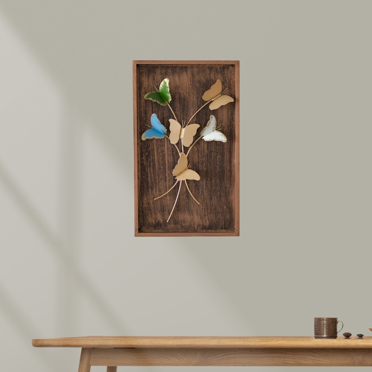 Kezevel Metal Butterfly Wall Decor - Handcrafted Multicolour Metal Wall Art, Wall Showpiece for Home Decor, Living Room Decor, Size 30.48X2.54X50.8 CM - Kezevel