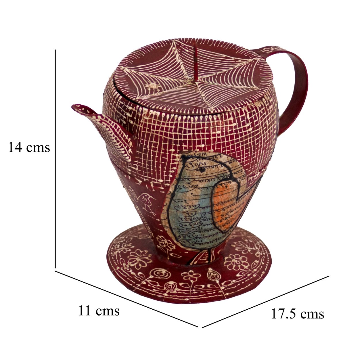 Kezevel Metal Candle Holder - Hand Painted Matte Red Aladdin Lamp Shaped Candle Holder for Home Decoration, Room Decoration