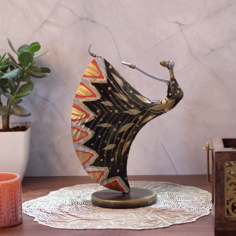 Kezevel Metal Dancing Lady Table Decor - Set of 2 Table Top Statue of Multicolour Metal Showpieces for Home Decor, Figurines, Size 22X12X38 CM - Kezevel