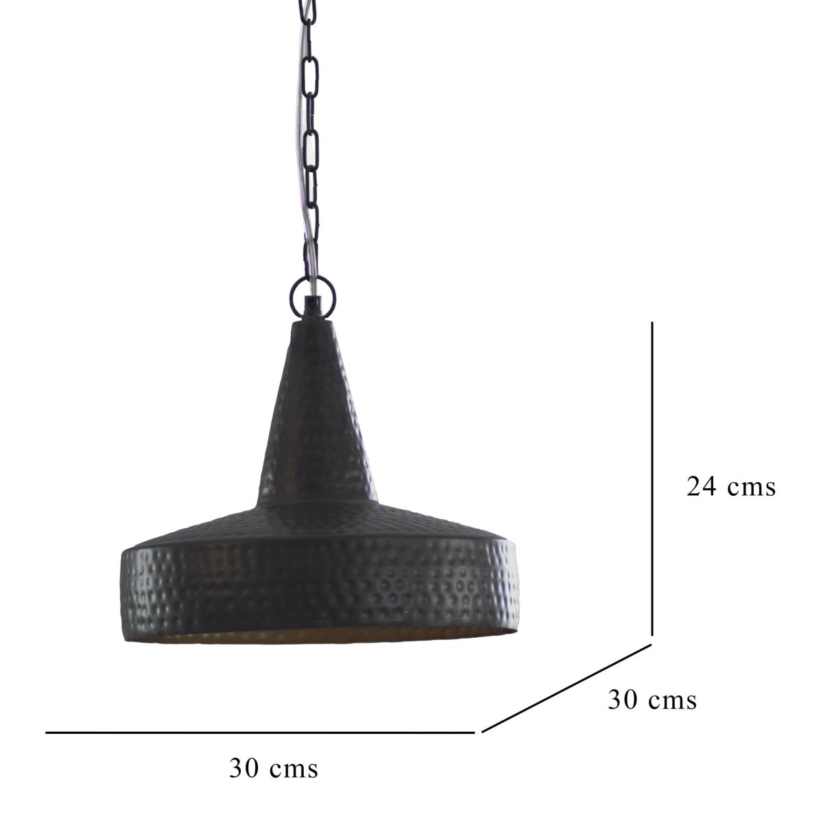 Kezevel Metal Decor Hanging Light - Handcrafted Conical Round Matte Black Hanging Light for Living Room, Decorative Pendant Light, Size 30X30X24 CM - Kezevel