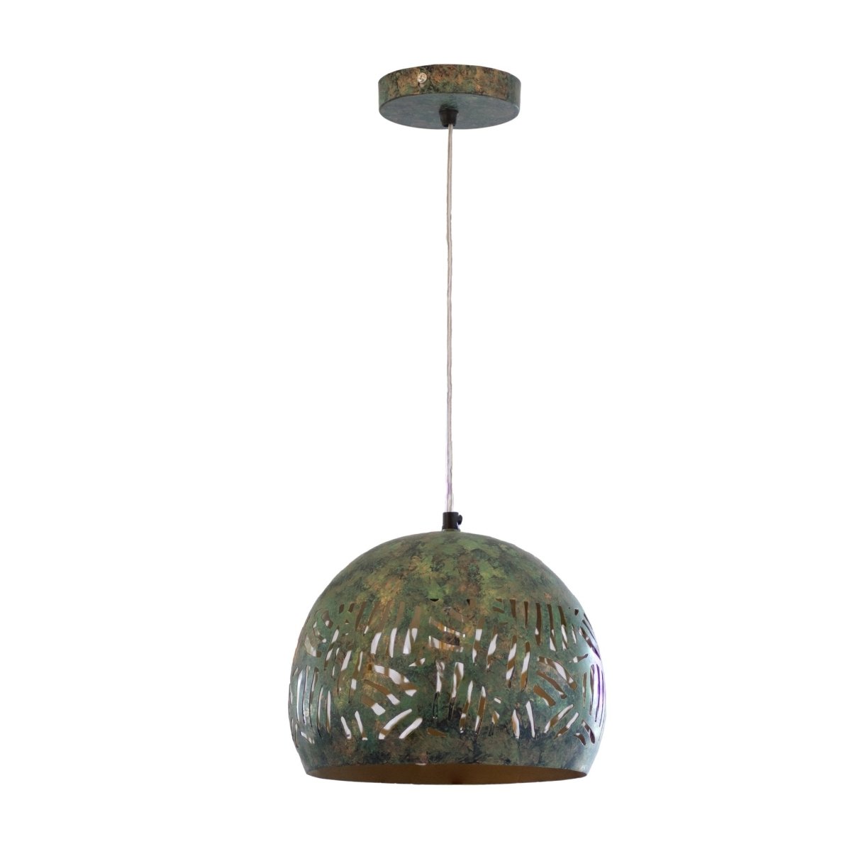 Kezevel Metal Decor Hanging Light - Handcrafted Green Patina Finish Round Hanging Light for Living Room, Decorative Pendant Light, Size 27X27X24 CM - Kezevel