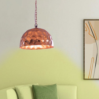 Kezevel Metal Decor Hanging Light - Handcrafted Rose Gold Finish Pendant Light for Living Room, Decorative Light for Bedroom, Size 31X31X20.32 CM - Kezevel