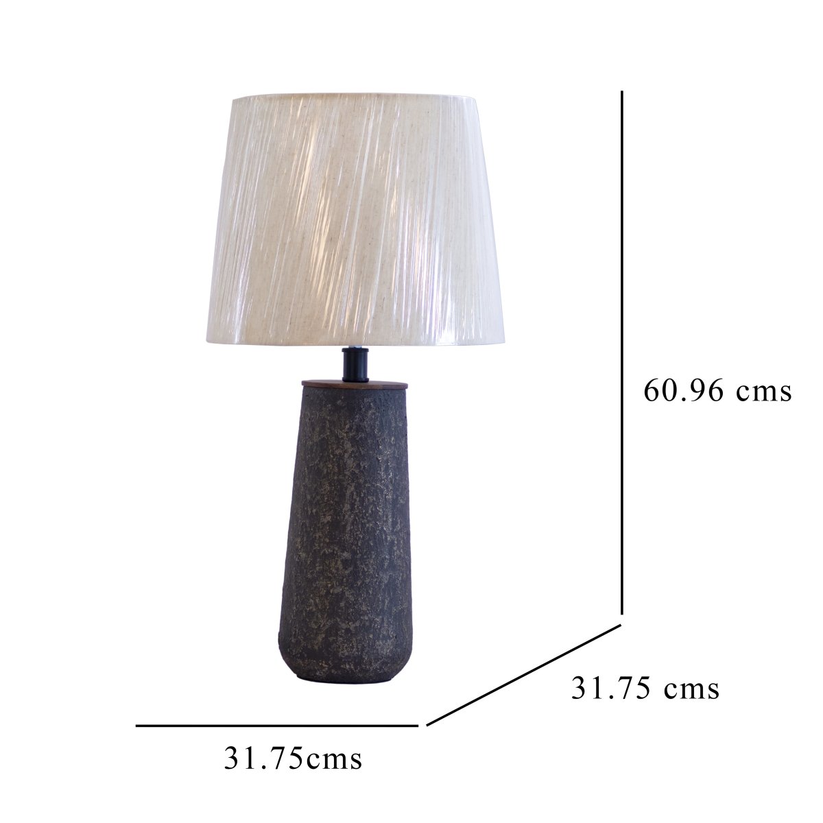 Kezevel Metal Decor Table Lamp - Antique Bronze Finish Textured Side Lamp with Fabric Shade, Table Lamps for Home Decoration