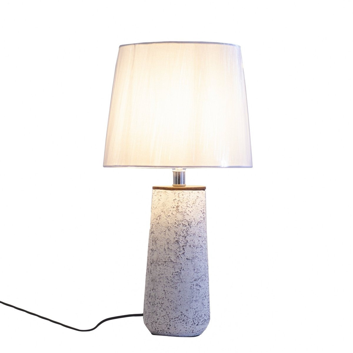 Kezevel Metal Decor Table Lamp - Antique White Finish Textured Side Lamp with Fabric Shade, Table Lamps for Home Decoration, Size 31.75X31.75X60.96CM - Kezevel