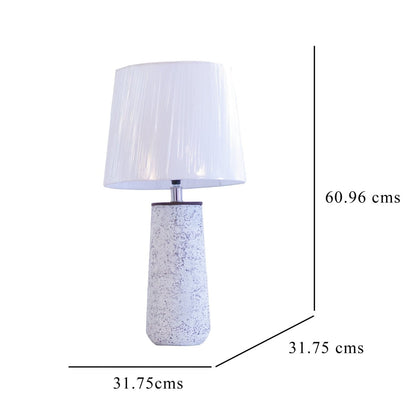 Kezevel Metal Decor Table Lamp - Antique White Finish Textured Side Lamp with Fabric Shade, Table Lamps for Home Decoration, Size 31.75X31.75X60.96CM - Kezevel
