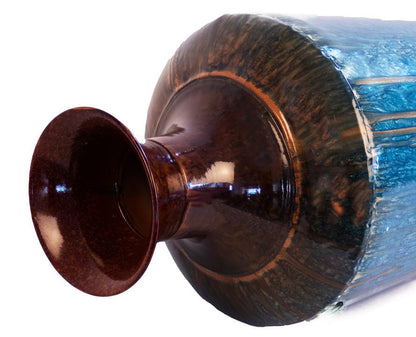 Kezevel Metal Decorative Flower Vase  - Blue Brown Metal Flower Vases for Living Room Corner, Table Decor, Foyer, Home Decor
