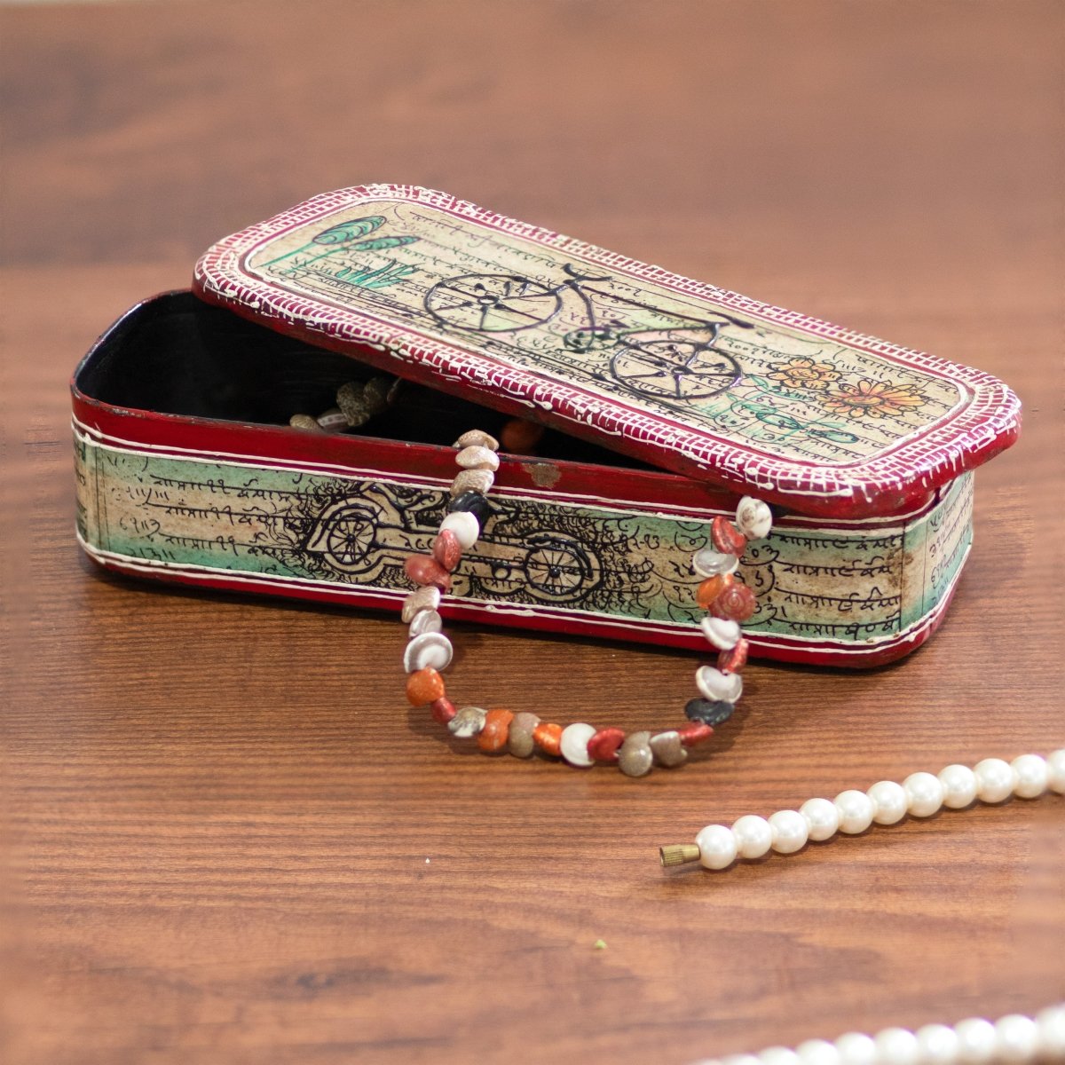 Kezevel Metal Decorative Storage Box - Rectangle Antique Multicolor Handcrafted Trinket Box, Stash Box, Treasure Box, Pen Box