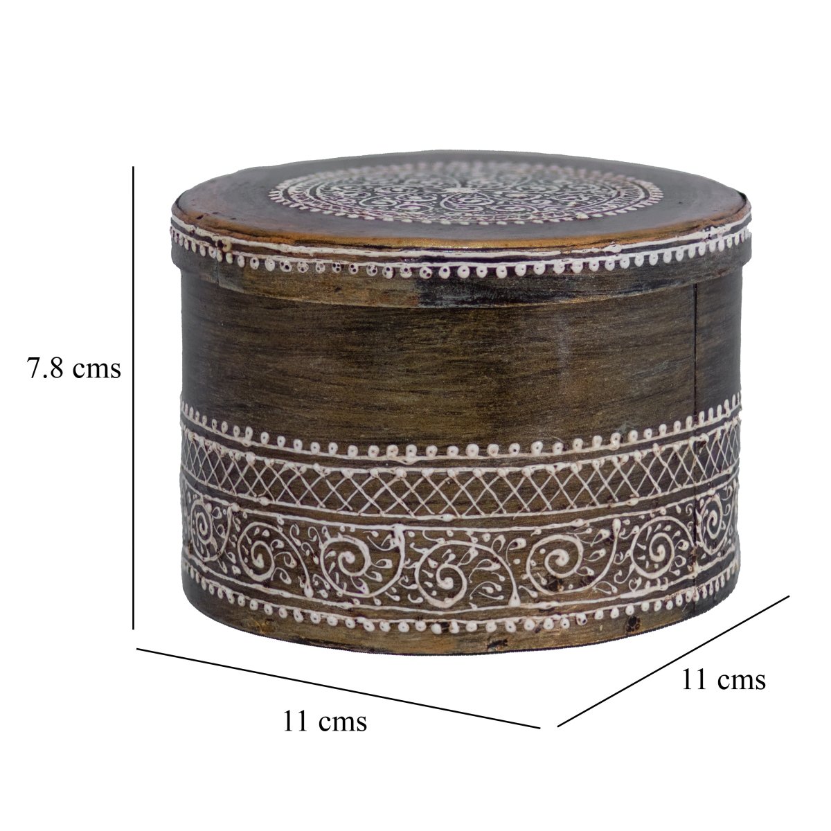 Kezevel Metal Decorative Storage Box - Round Antique Golden Handcrafted Trinket Box, Jewelry Box, Stash Box, Treasure Box