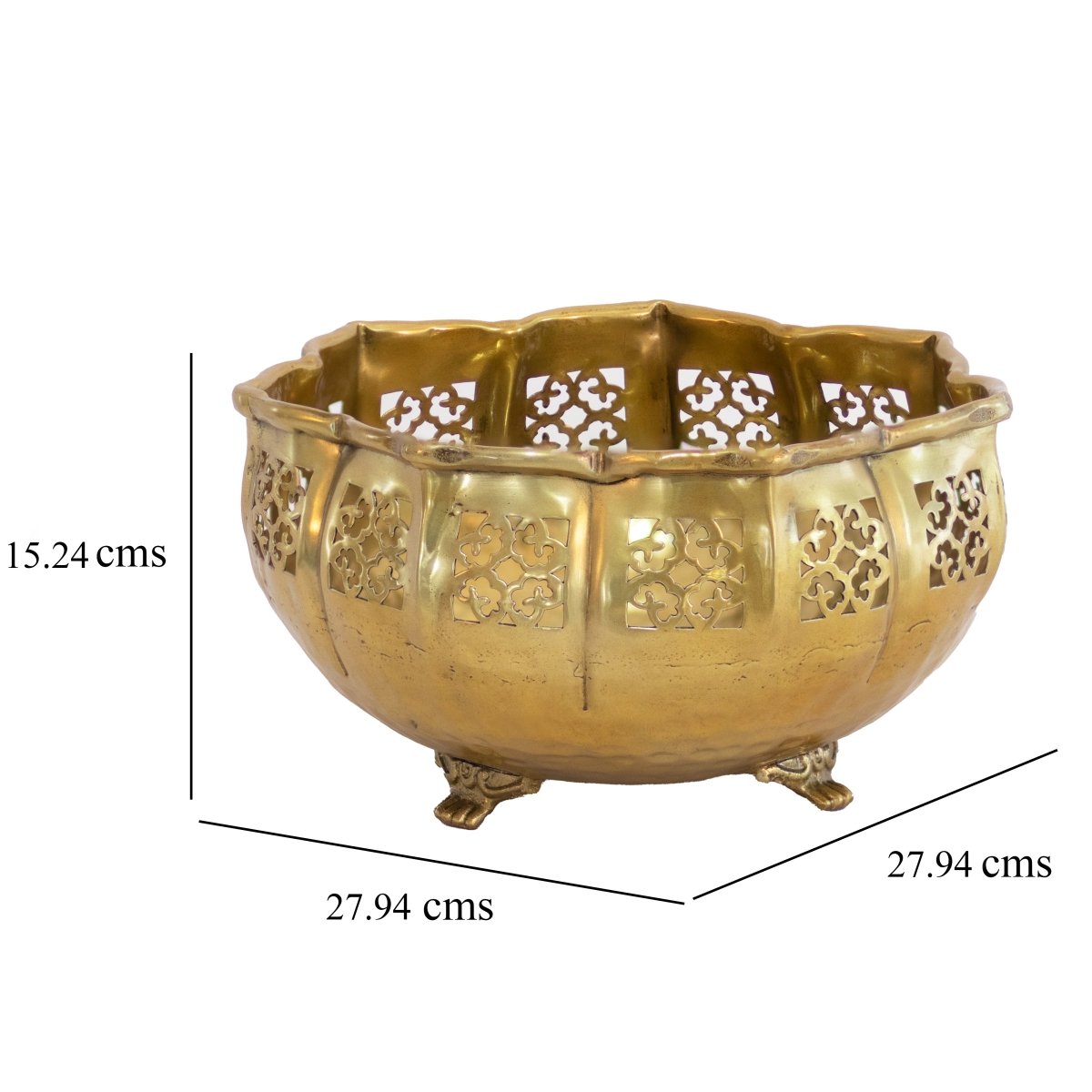 Kezevel Metal Decorative Urli Bowl - Gold Finish Traditional Handcrafted Urli Bowl for Flowers and Candles, Urli Pots