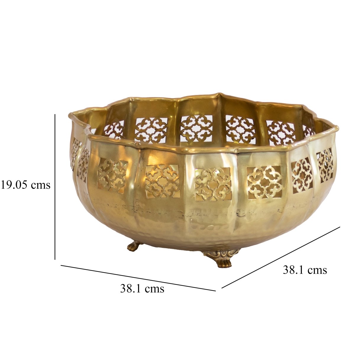 Kezevel Metal Decorative Urli Bowl - Golden Finish Traditional Handcrafted Urli Bowl for Flowers and Candles, Urli Pots