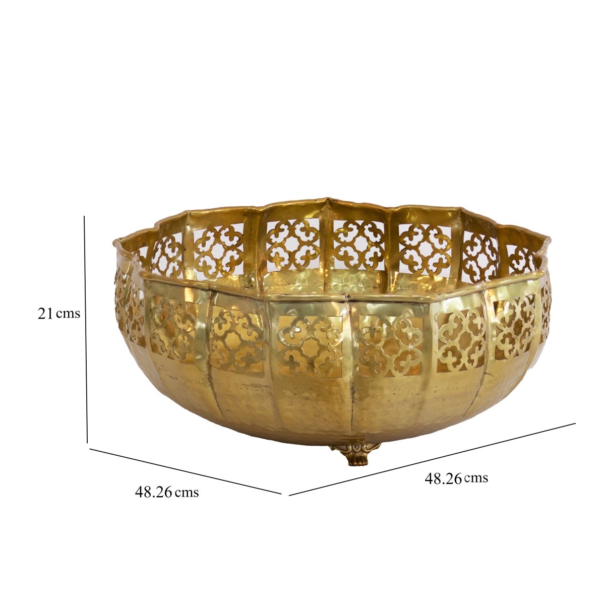 Kezevel Metal Decorative Urli Bowl - Golden Finish Traditional Handcrafted Urli Bowl for Flowers and Candles, Urli Pots