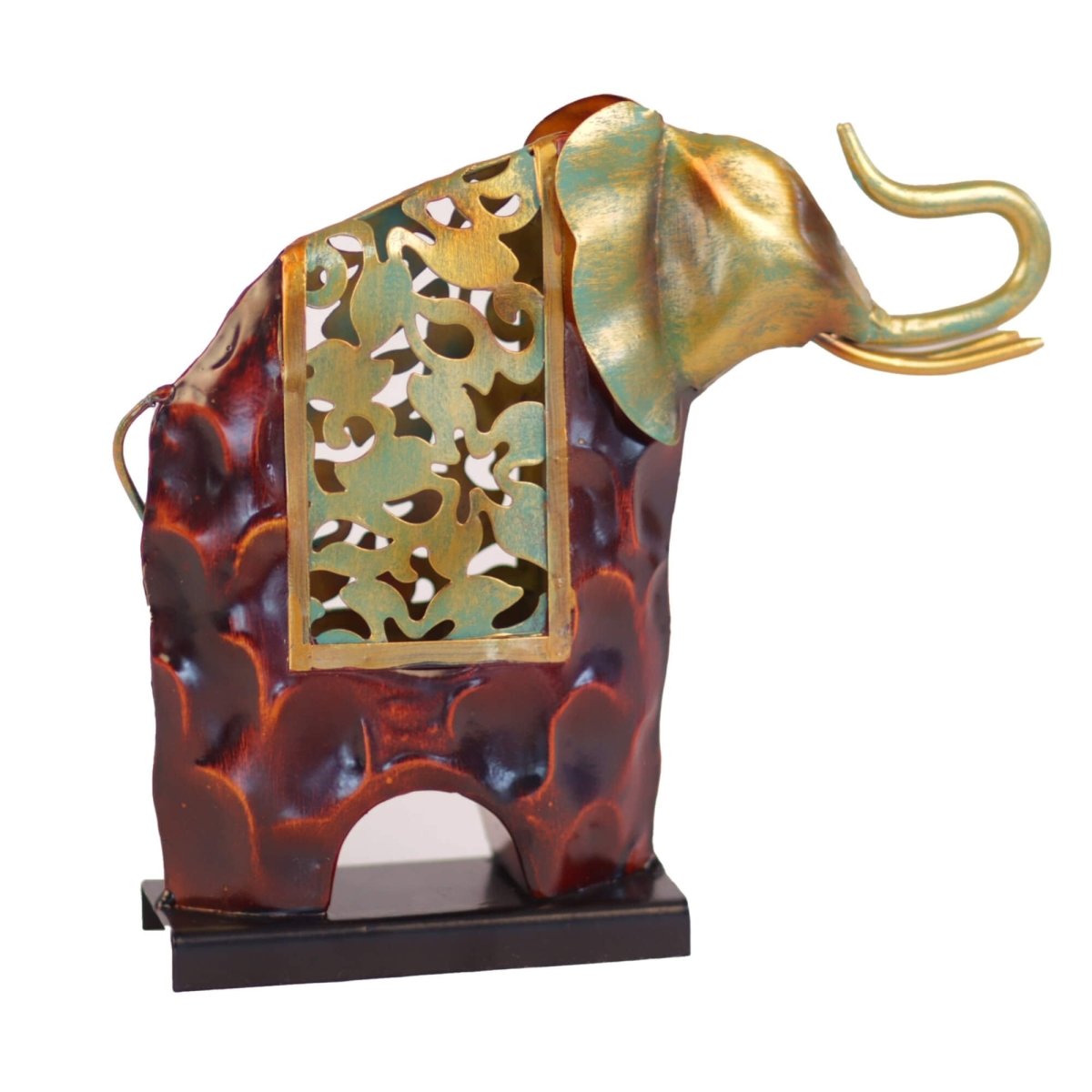Kezevel Metal Elephant Statue Table Decor - in Antique Golden Bronze, Metal Showpieces for Home Decor Living Room, Table Top