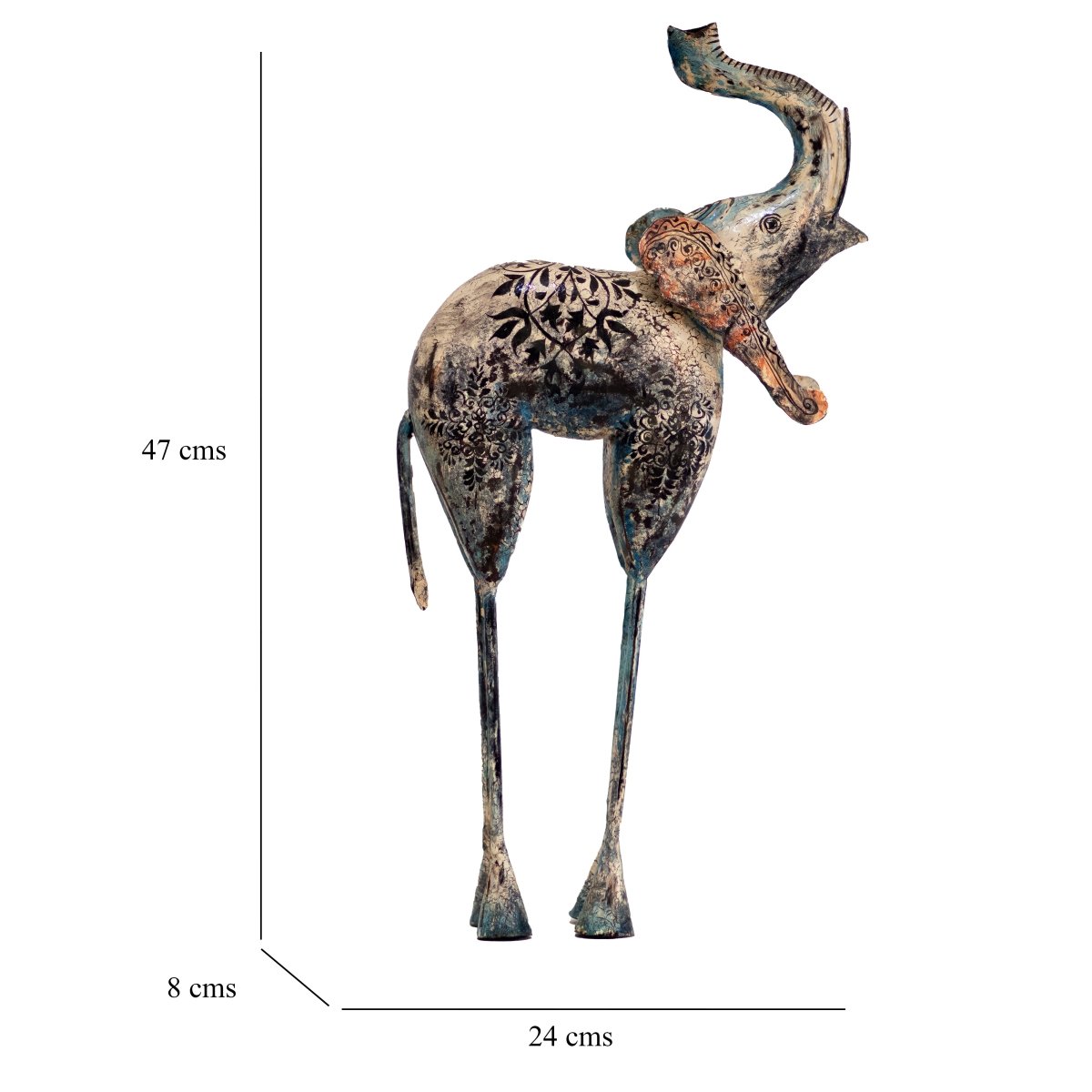 Kezevel Metal Elephant Table Decor - Multicolour Handcrafted Big Elephant Showpiece for Living Room, Showpiece for Home Decor