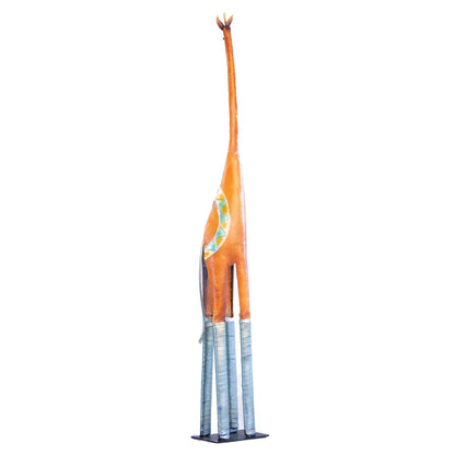 Kezevel Metal Giraffe Table Decor -Tall Giraffe Figurine Statue in Orange Silver Metal Showpieces for Home Decor Living Room