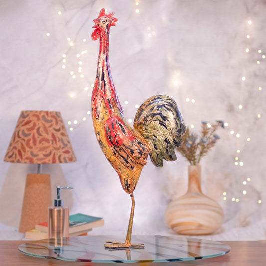 Kezevel Metal Hen Multicolour Showpiece - Decor Metal Hen Figurine Handcrafted Showpieces, Unique Home Decor, Hen Statue