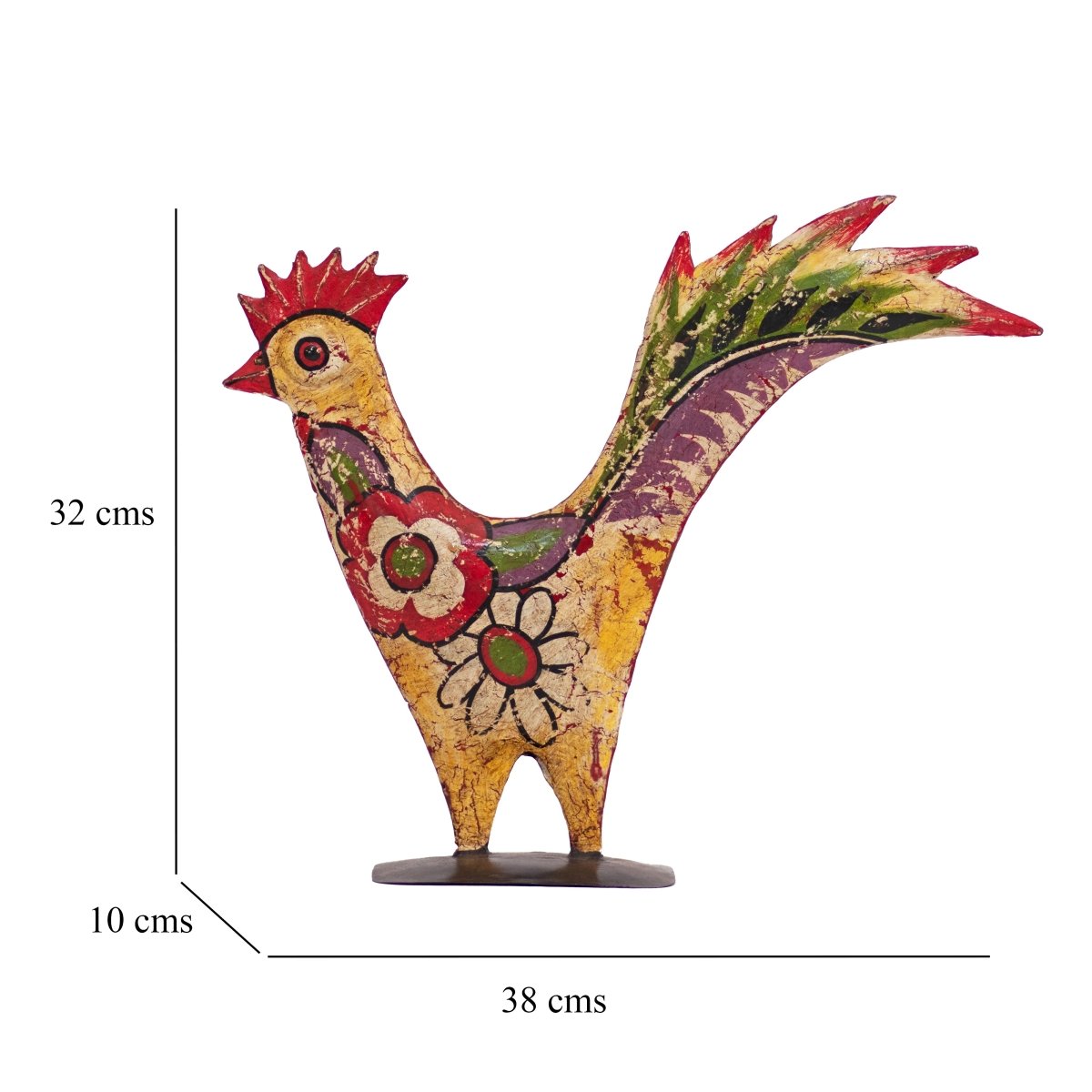 Kezevel Metal Hen Showpieces - Multicolour Distressed Hand Painted Metal Decor Figurine Handcrafted, Unique Home Decor