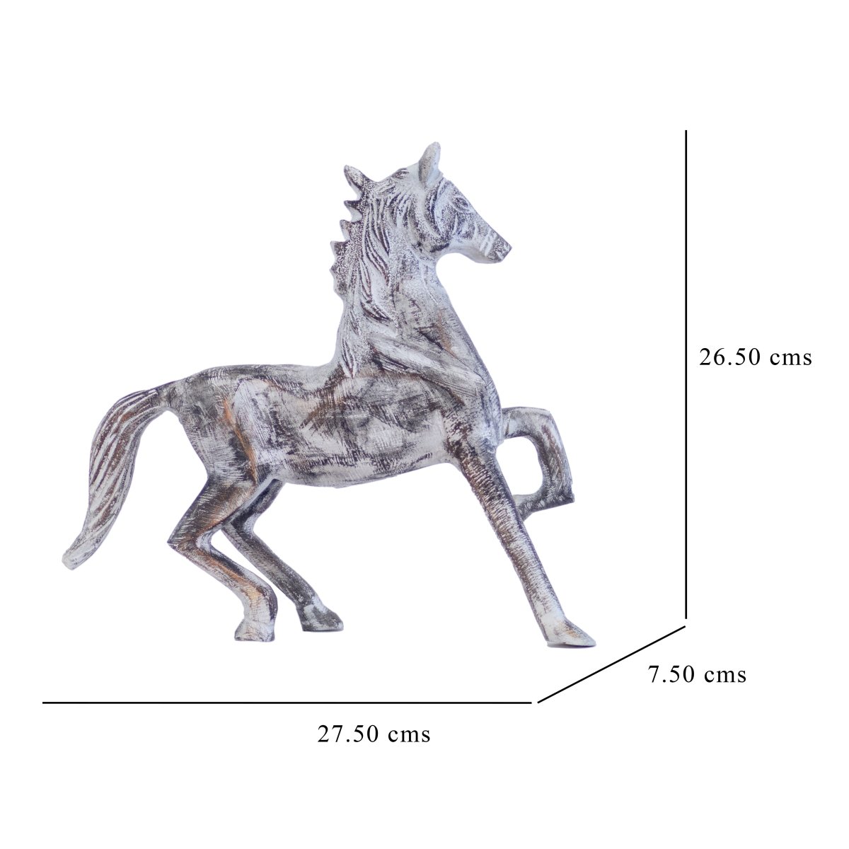 Kezevel Metal Horse Statue - Antique White Black Copper Handcrafted Horse Showpieces Home Decor, Animal Figurine, Table Decor