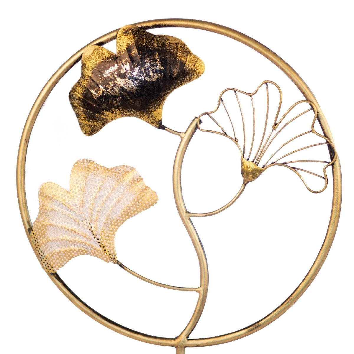 Kezevel Metal Leaf Table Decor- Ginkgo Leaf Figurines Statue in Golden Silver Black, Showpieces for Home Decor, Table Top