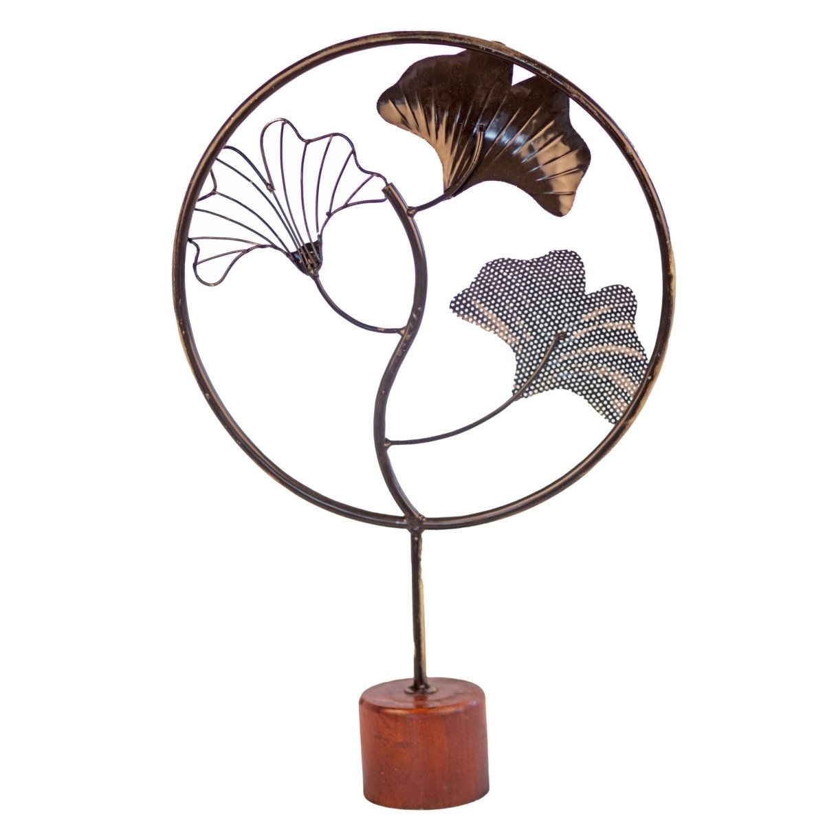 Kezevel Metal Leaf Table Decor- Ginkgo Leaf Figurines Statue in Golden Silver Black, Showpieces for Home Decor, Table Top