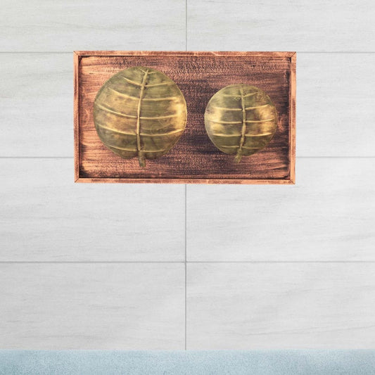 Kezevel Metal Leaf Wall Decor - Antique Golden Green Finish Metal Wall Hanging for Living Room, Metal Wall Art for Home Decor, Size 50.8XX2.54X30.5 CM - Kezevel
