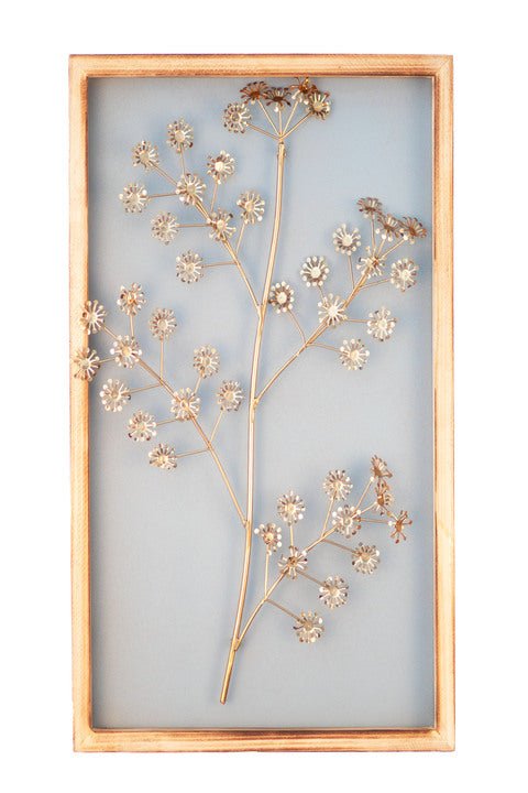 Kezevel Metal Leaf Wall Decor - Metal Wall Art Golden Sea Green Finish Metal Wall Hanging in Wood Frame for Foyer, Home Decor