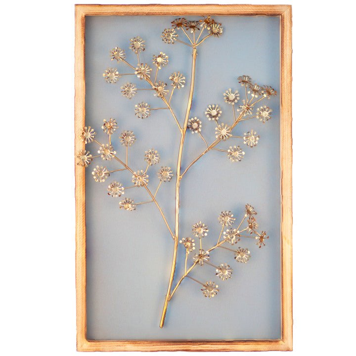 Kezevel Metal Leaf Wall Decor - Metal Wall Art Golden Sea Green Finish Metal Wall Hanging in Wood Frame for Foyer, Home Decor