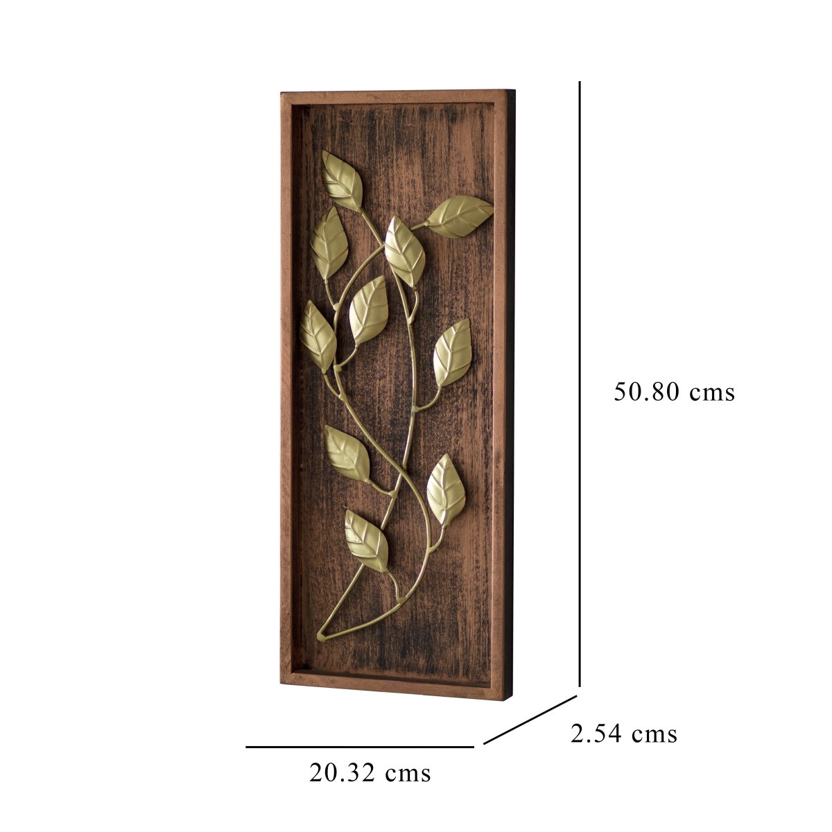 Kezevel Metal Multiple Leaf Wall Decor - Handcrafted Golden Metal Wall Art, Wall Showpiece for Home Decor, Living Room Decor, Size 20.32X2.54X50.8 CM - Kezevel