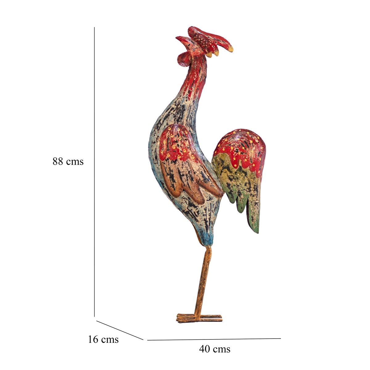 Kezevel Metal Rooster Multicolour Showpiece - Decor Metal Rooster Figurine Showpieces, Unique Home Decor, Rooster Statue