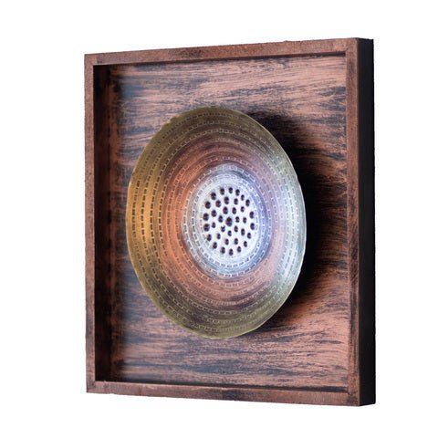 Kezevel Metal Round Wall Decor - Wall Showpiece in Golden Silver Copper Finish, Metal Wall Art for Living, Foyer, Home Decor