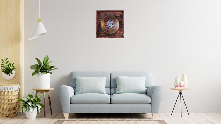 Kezevel Metal Round Wall Decor - Wall Showpiece in Golden Silver Copper Finish, Metal Wall Art for Living, Foyer, Home Decor