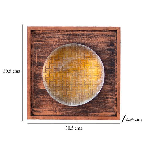 Kezevel Metal Round Wall Decor - Wall Hanging Metallic Brown Metal Wall Art in Wood Frame for Living Room, Foyer, Home Decor