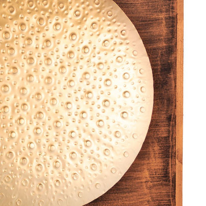 Kezevel Metal Round Wall Decor - Metal Wall Art Golden Finish Wall Hanging in Wood Frame for Living Room, Foyer, Home Decor