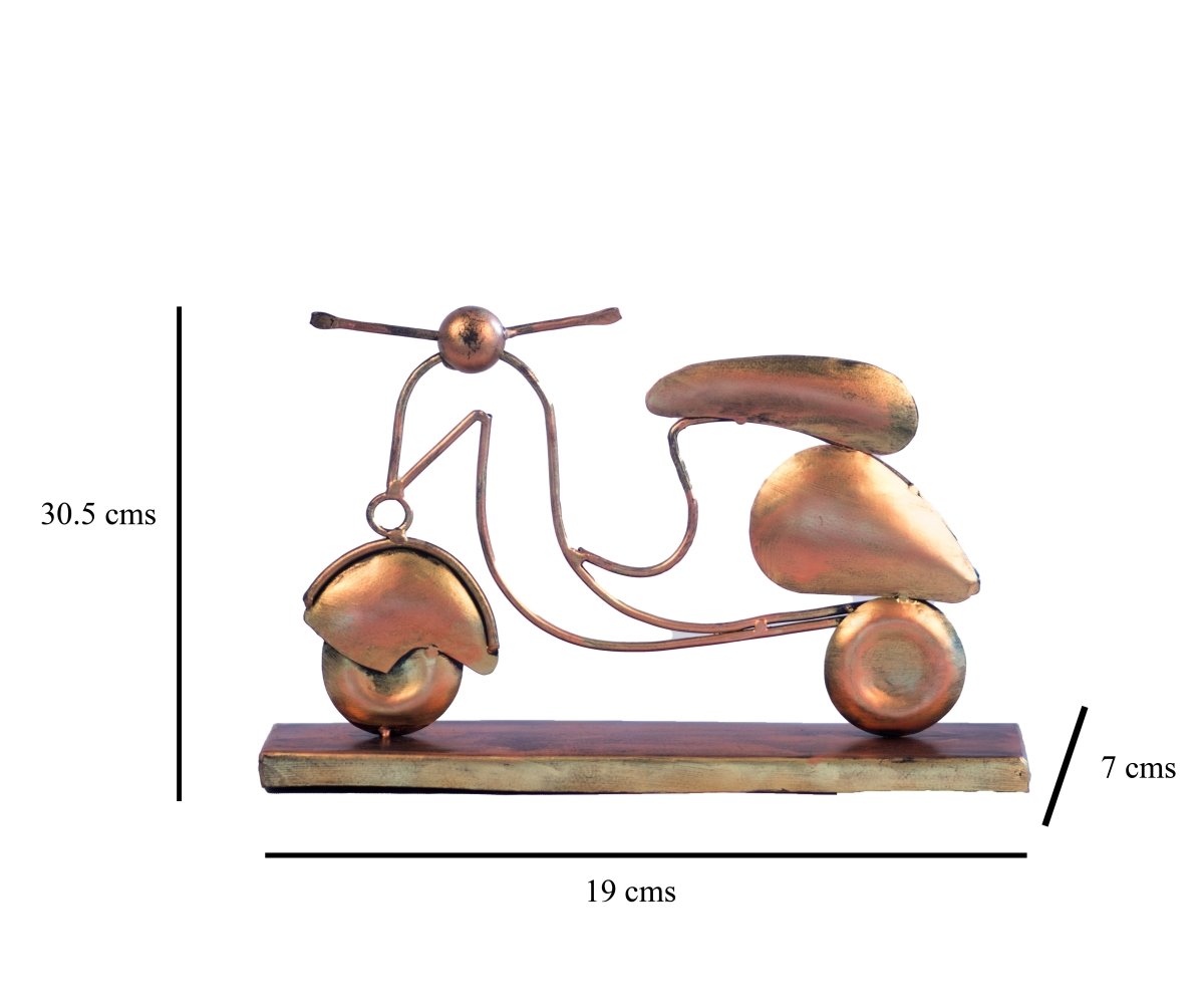 Kezevel Metal Scooter Table Decor - Artistic Scooter Figurines Statue Antique Golden Finish Metal Showpieces for Home Decor