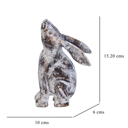 Kezevel Metal Small Rabbit Statue - Antique White Black Copper Handcrafted Rabbit Showpieces for Home Decor, Animal Figurine