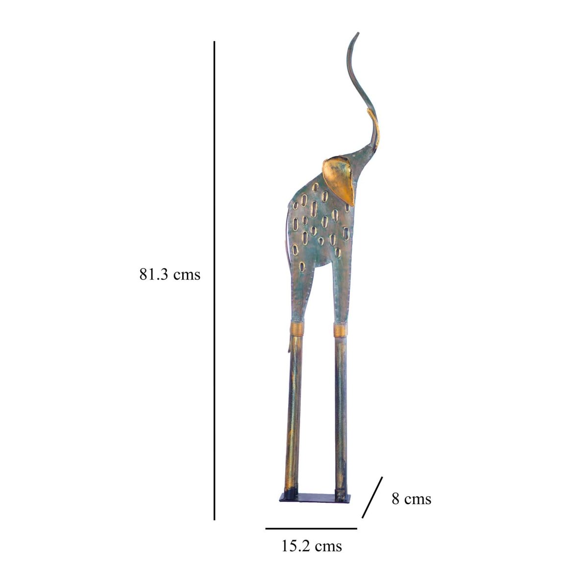 Kezevel Metal Tall Elephant Statue Table Decor - in Antique Grey Golden Metal Showpiece for Home Decor Living Room, Table Top