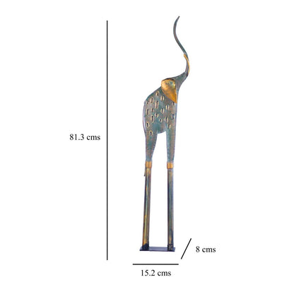 Kezevel Metal Tall Elephant Statue Table Decor - in Antique Grey Golden Metal Showpiece for Home Decor Living Room, Table Top