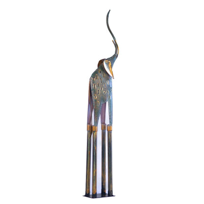 Kezevel Metal Tall Elephant Statue Table Decor - in Antique Grey Golden Metal Showpiece for Home Decor Living Room, Table Top