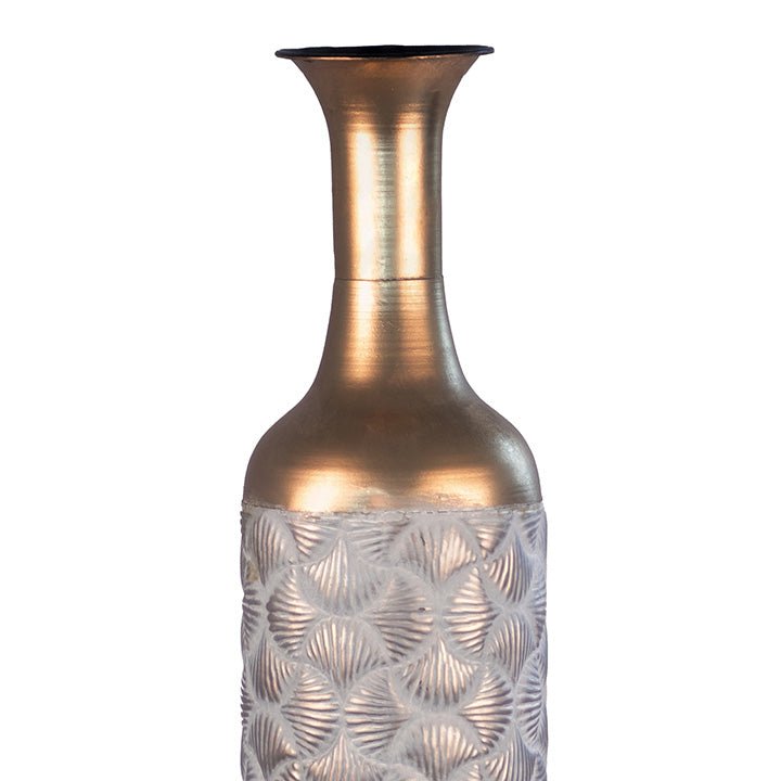 Kezevel Metal Tall Floor Vase - Big Vase Golden White Seashell Pattern Long Vases for Living Room Corner, Home Decor, Foyer