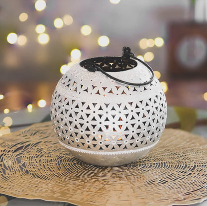 Kezevel Metal Tealight Candle Holder - Handcrafted Round Silver Finish Candle Holders for Home Decor, Table Decor, Puja Decor