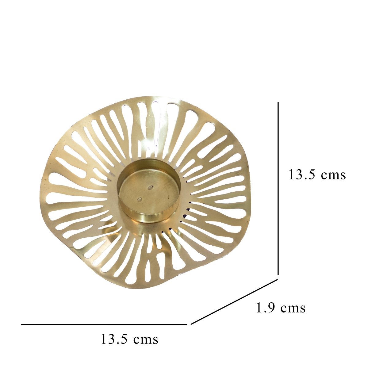 Kezevel Metal Tealight Candle Holder - Set of 2 Artistic Glossy Golden Candle Holders for Home Decoration, Table Decor