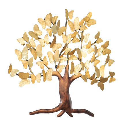 Kezevel Metal Tree Wall Decor - Butterfly Tree Wall Hanging in Golden Bronze, Metal Wall Art for Living, Foyer, Home Decor
