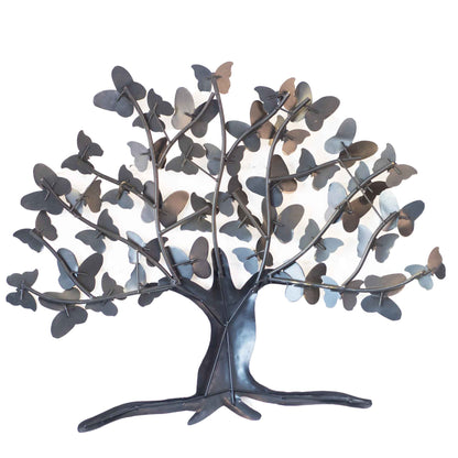 Kezevel Metal Tree Wall Decor - Butterfly Tree Wall Hanging in Golden Bronze, Metal Wall Art for Living, Foyer, Home Decor