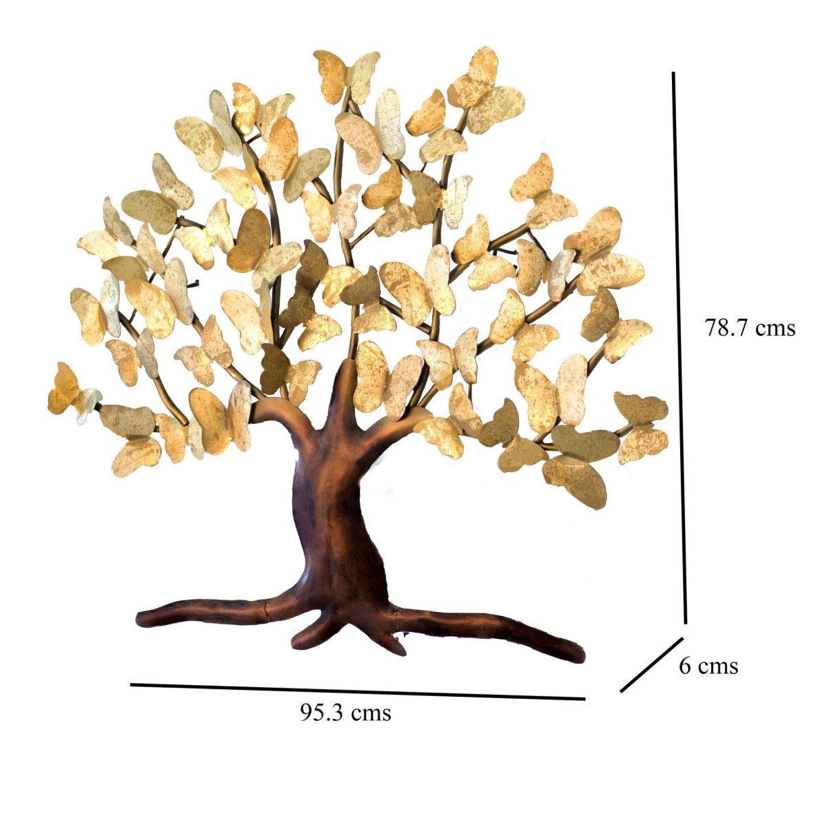 Kezevel Metal Tree Wall Decor - Butterfly Tree Wall Hanging in Golden Bronze, Metal Wall Art for Living, Foyer, Home Decor