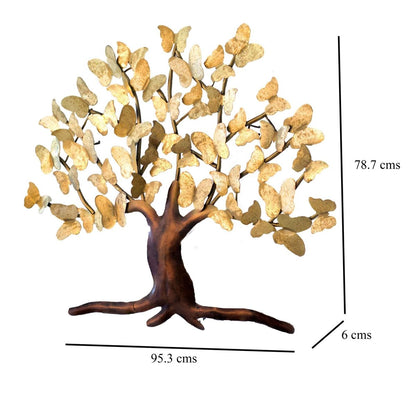 Kezevel Metal Tree Wall Decor - Butterfly Tree Wall Hanging in Golden Bronze, Metal Wall Art for Living, Foyer, Home Decor